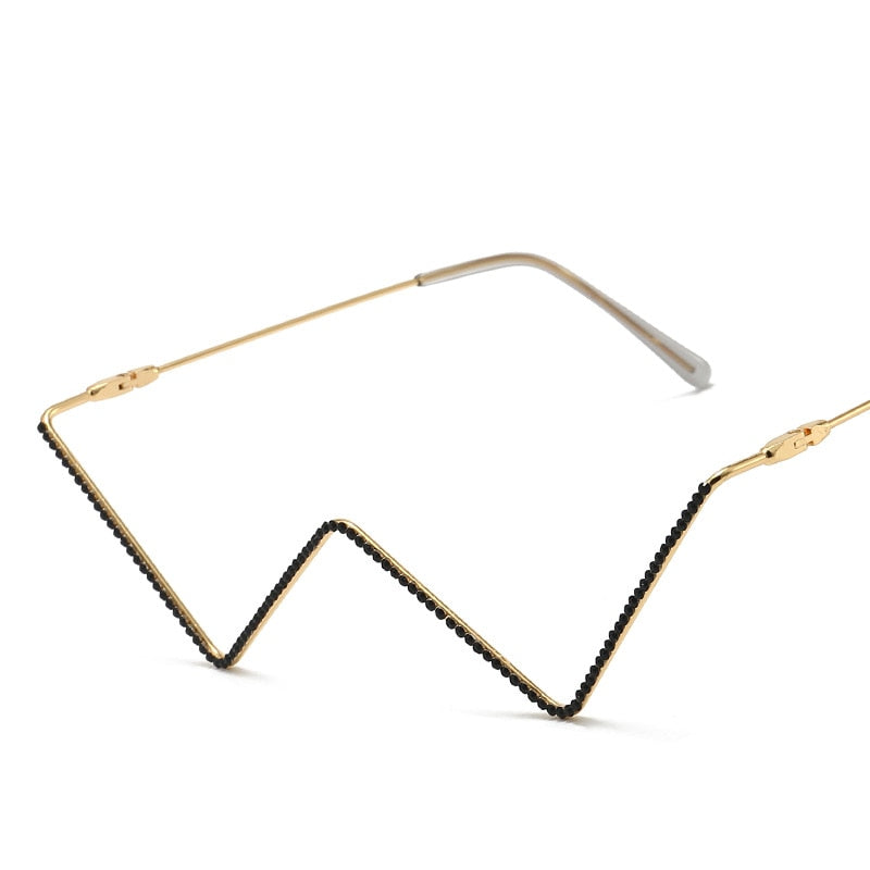 Vintage sans lentille femmes lunettes de soleil coloré marque de luxe arc-en-ciel diamant décoration lunettes mode demi métal cadre décoratif