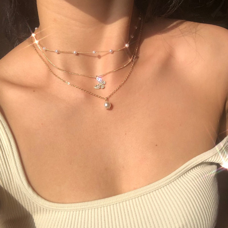 Simple Geometric Choker Necklace for Women & Girls – Bijoux Femme Pendant Chain