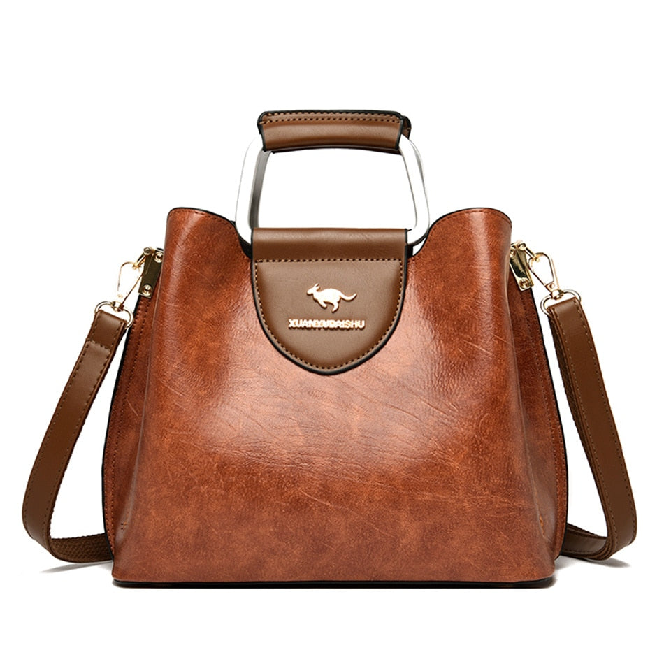 Petit sac fourre-tout en cuir de peau d'huile