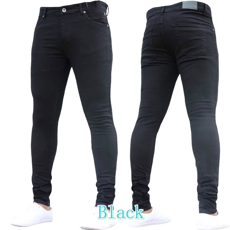 Jeans Men Casual Black Slim Pencil Pants Male Fashion Skinny Biker Pants