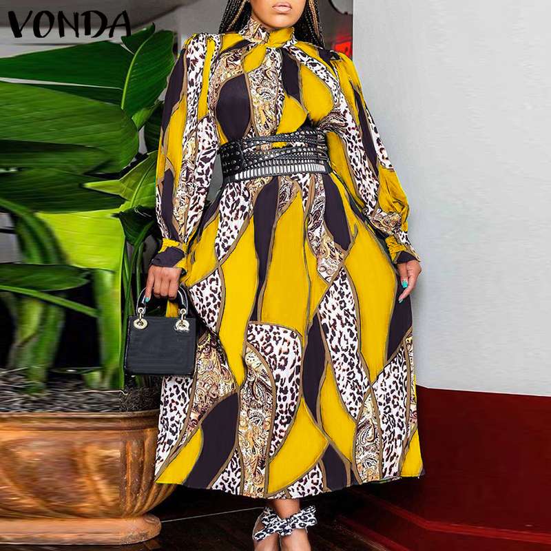 Women Holiday Maxi Dress 2022 VONDA Casual Tunic Long Maxi Dresses