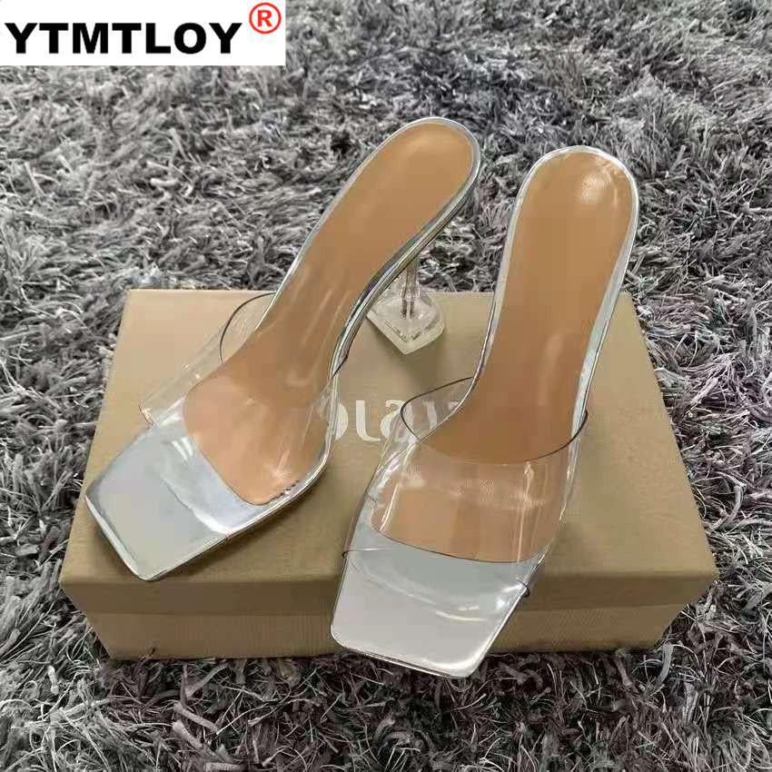 Leopard Print Sandals Open Toe High Heels Women Transparent
