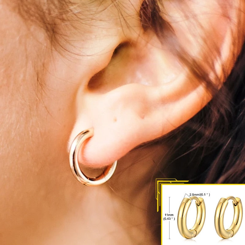 Earrings for Women, Gold Color Stainless Steel Chic Lady Girl Circle Earrings, Vintage Party Jewelry