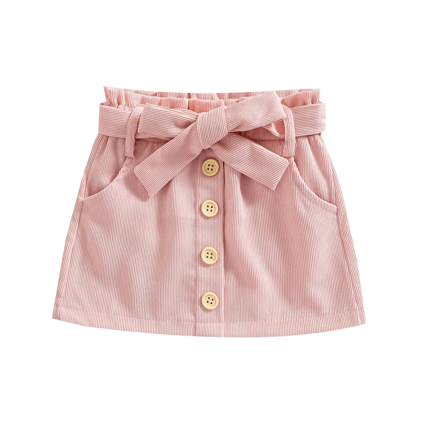 Ma&Baby 1-6Y Children Kid Baby Girls Skirts Corduroy Bow Button