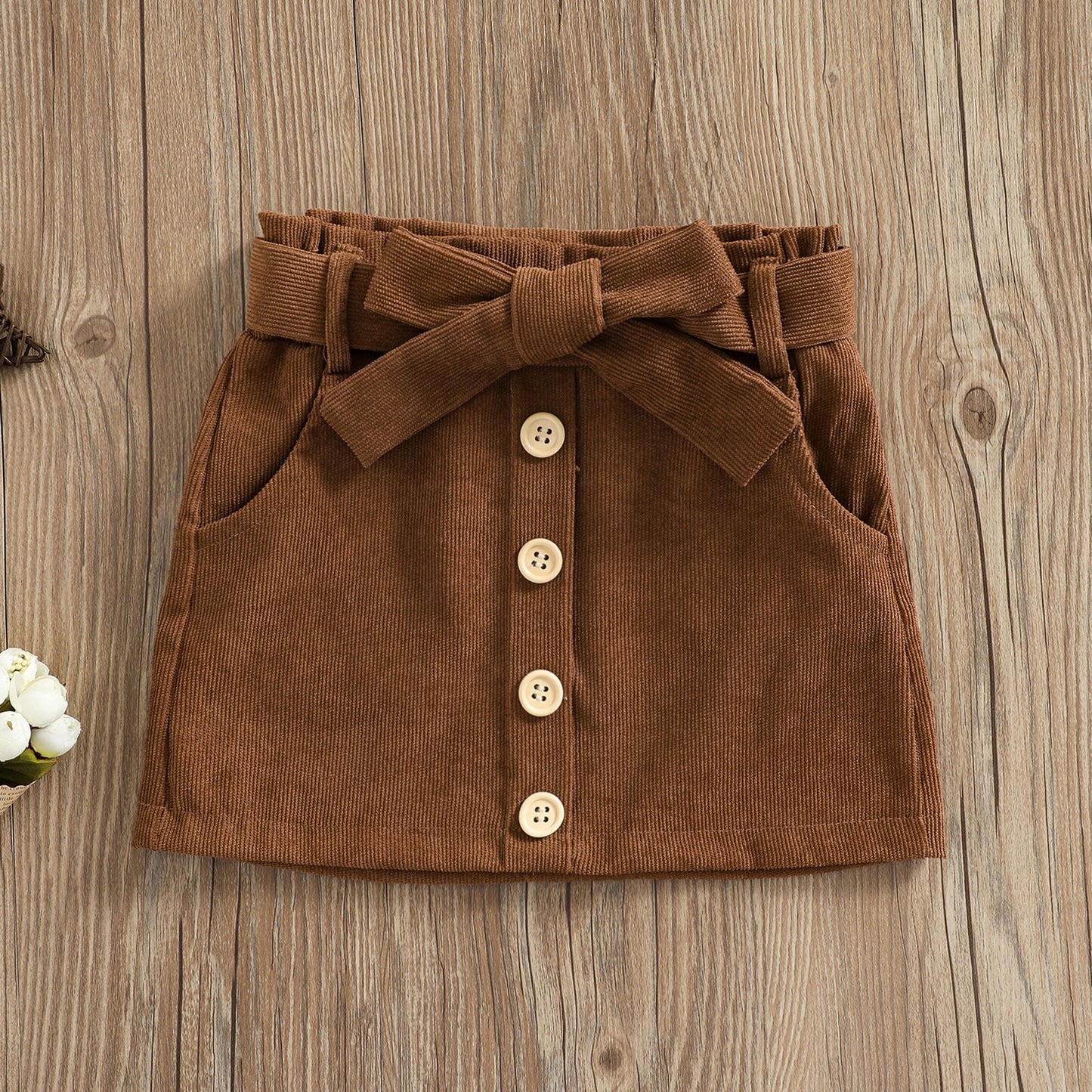 Ma&Baby 1-6Y Children Kid Baby Girls Skirts Corduroy Bow Button