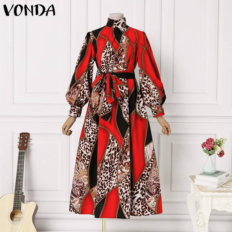 Women Holiday Maxi Dress 2022 VONDA Casual Tunic Long Maxi Dresses