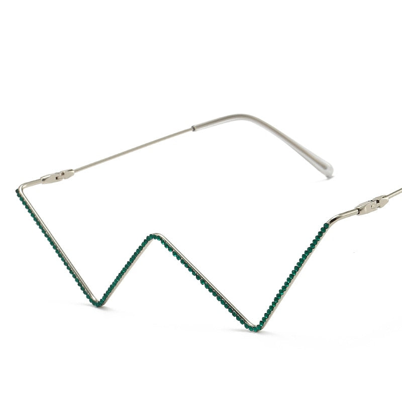 Vintage sans lentille femmes lunettes de soleil coloré marque de luxe arc-en-ciel diamant décoration lunettes mode demi métal cadre décoratif