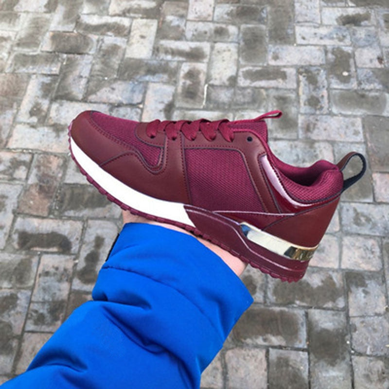 New Fashion Women's Sneakers Leopard Print Leather Thick Bottom