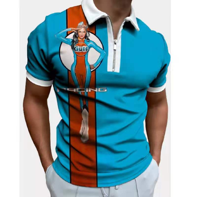 Summer New Mens Polo Shirts Oversized Slim Clothes Vintage Short Sleeve Fashion