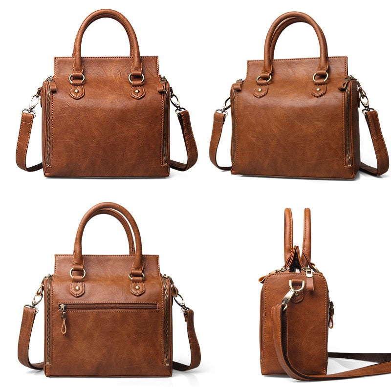2025 Genuine Leather Women’s Tote – Large Capacity Laptop Handbag