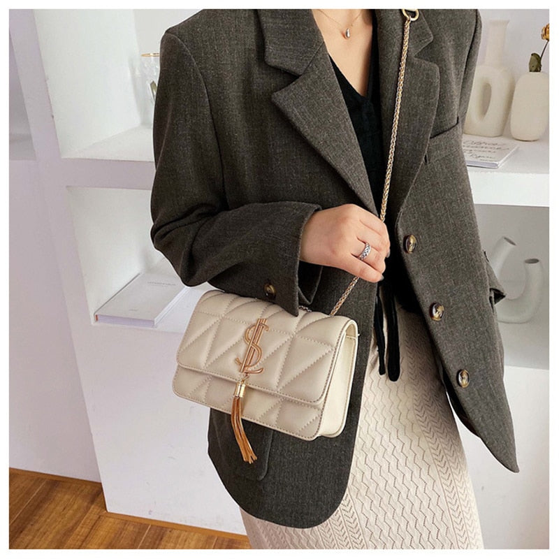 Luxury Brand Handbag Fashion Simple Tassel Square bag