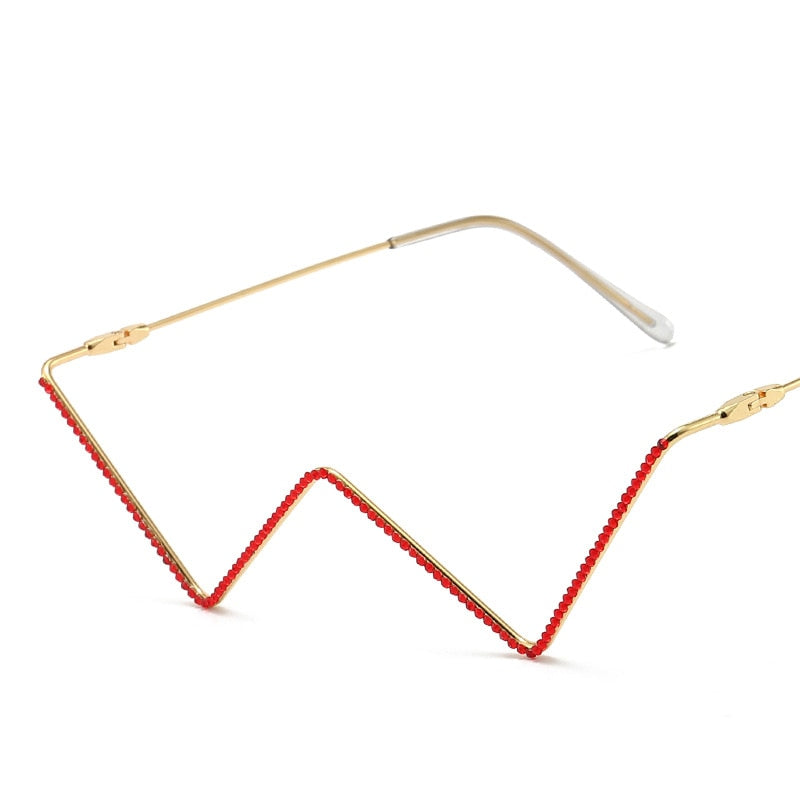 Vintage sans lentille femmes lunettes de soleil coloré marque de luxe arc-en-ciel diamant décoration lunettes mode demi métal cadre décoratif