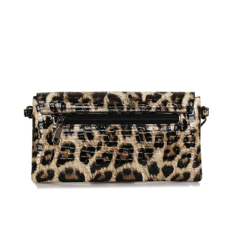 Leopard Leather Woman Evening Bag Fashion Female Wallet Wedding Party