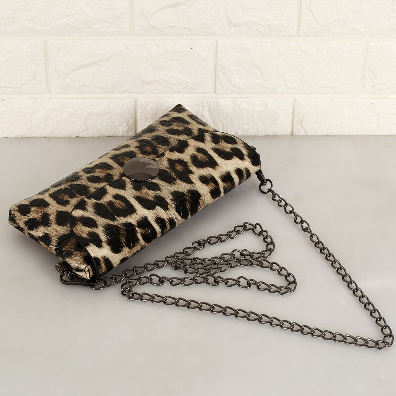 Leopard Leather Woman Evening Bag Fashion Female Wallet Wedding Party