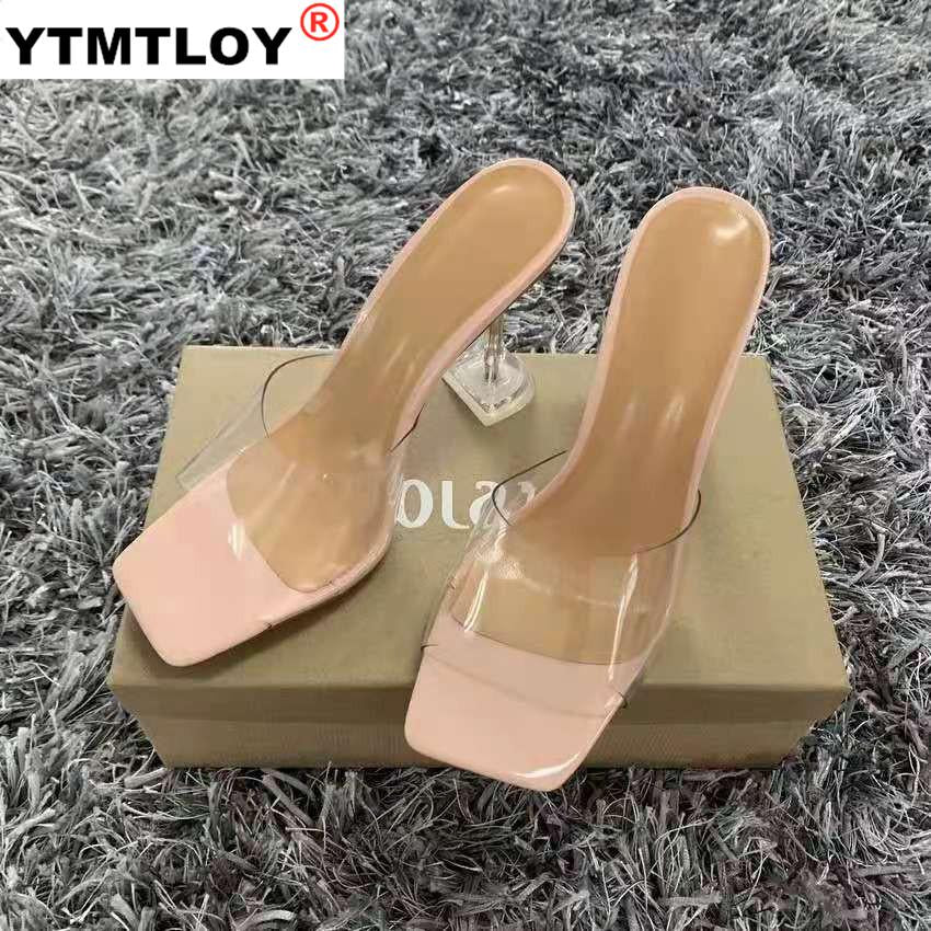 Leopard Print Sandals Open Toe High Heels Women Transparent