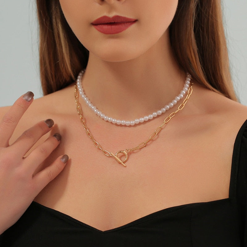 Simple Geometric Choker Necklace for Women & Girls – Bijoux Femme Pendant Chain