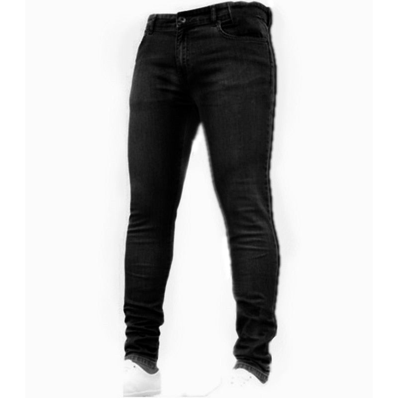 Jeans Men Casual Black Slim Pencil Pants Male Fashion Skinny Biker Pants