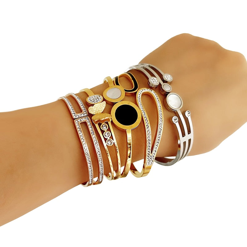 10 Pcs Mix Styles Stainless Steel Bangles – Fashion Jewelry for Women Wholesale