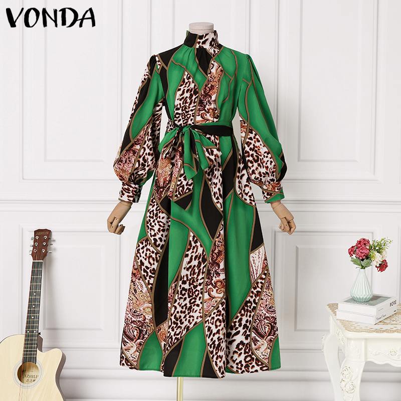 Women Holiday Maxi Dress 2022 VONDA Casual Tunic Long Maxi Dresses