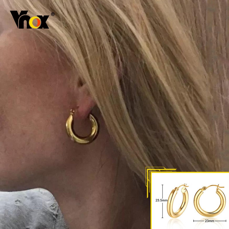 Earrings for Women, Gold Color Stainless Steel Chic Lady Girl Circle Earrings, Vintage Party Jewelry