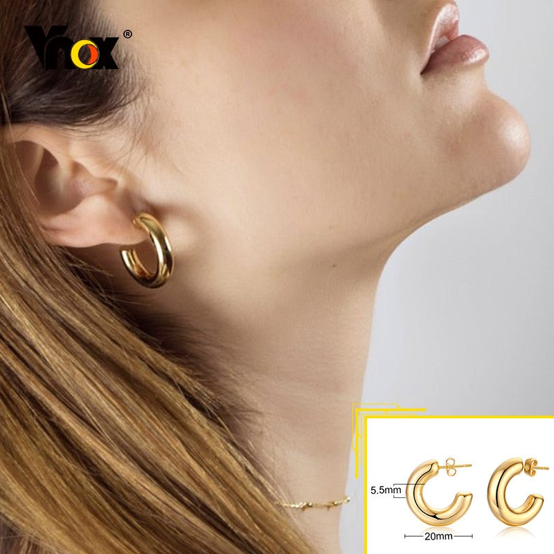 Earrings for Women, Gold Color Stainless Steel Chic Lady Girl Circle Earrings, Vintage Party Jewelry