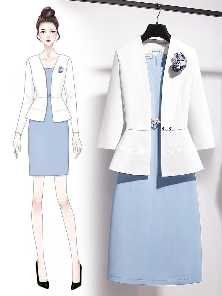 Fashion Formal Dress Suits For Women 2 Piece Set Elegant Office Ladies