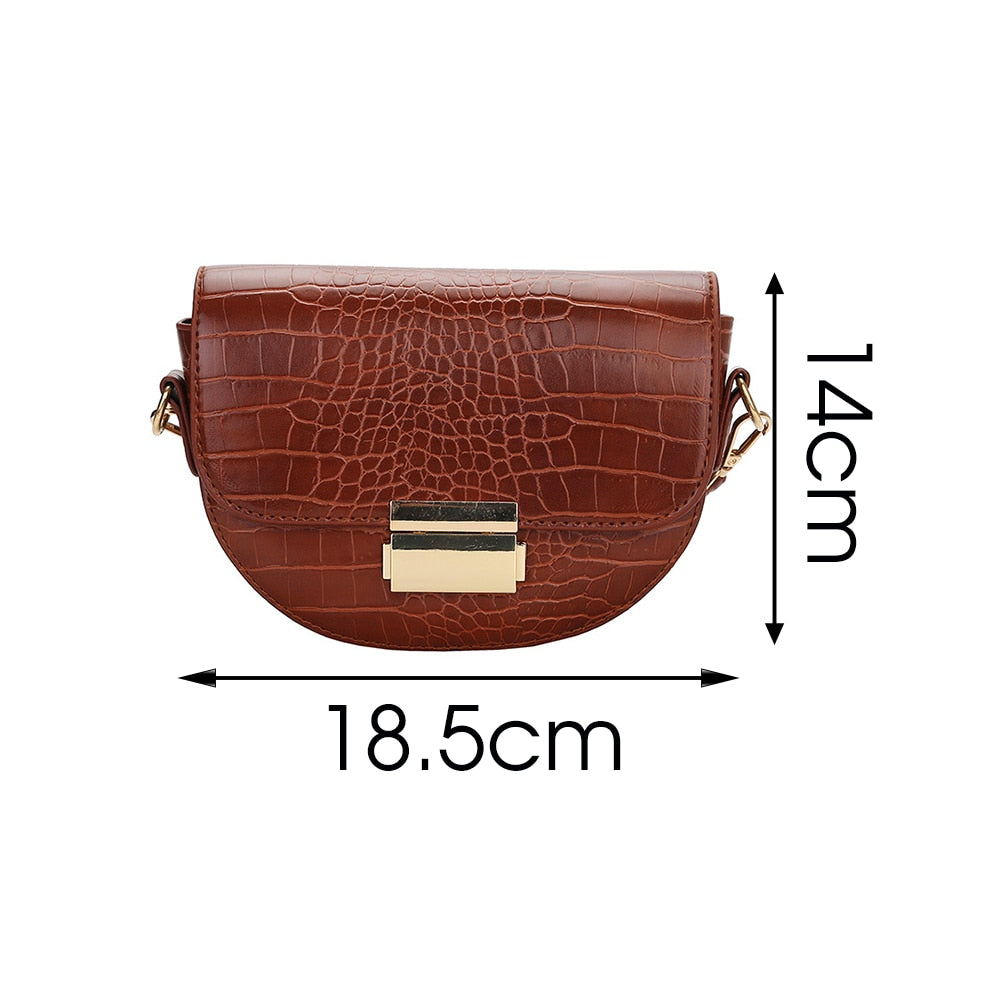 Crocodile Pattern Leather Saddle Bag For Women 2022 Small