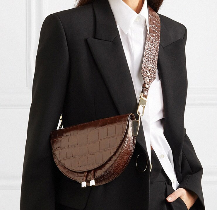 Fashion Snake pattern women shoulder bags clothing half circle