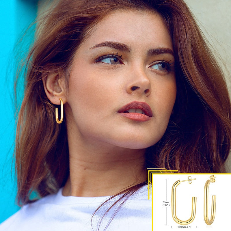 Earrings for Women, Gold Color Stainless Steel Chic Lady Girl Circle Earrings, Vintage Party Jewelry
