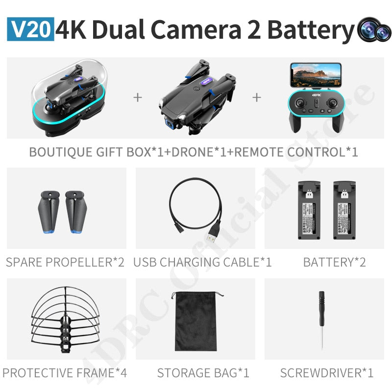 4DRC V20 Drone – 4K HD Dual Camera FPV Quadcopter with Foldable Design