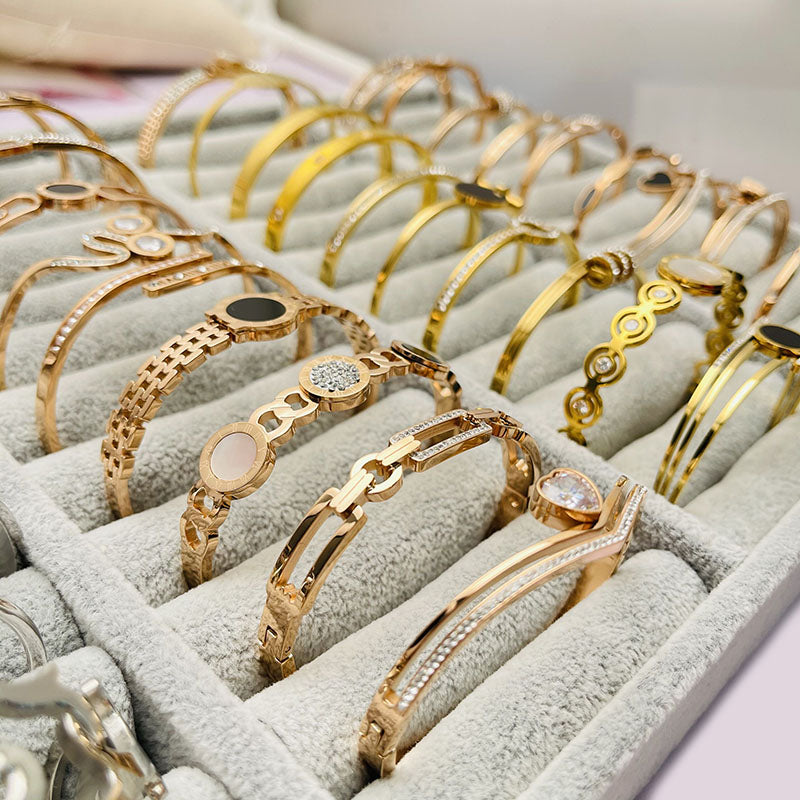 10 Pcs Mix Styles Stainless Steel Bangles – Fashion Jewelry for Women Wholesale