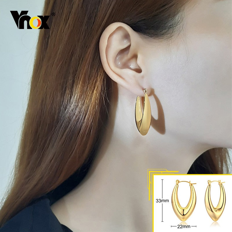 Earrings for Women, Gold Color Stainless Steel Chic Lady Girl Circle Earrings, Vintage Party Jewelry