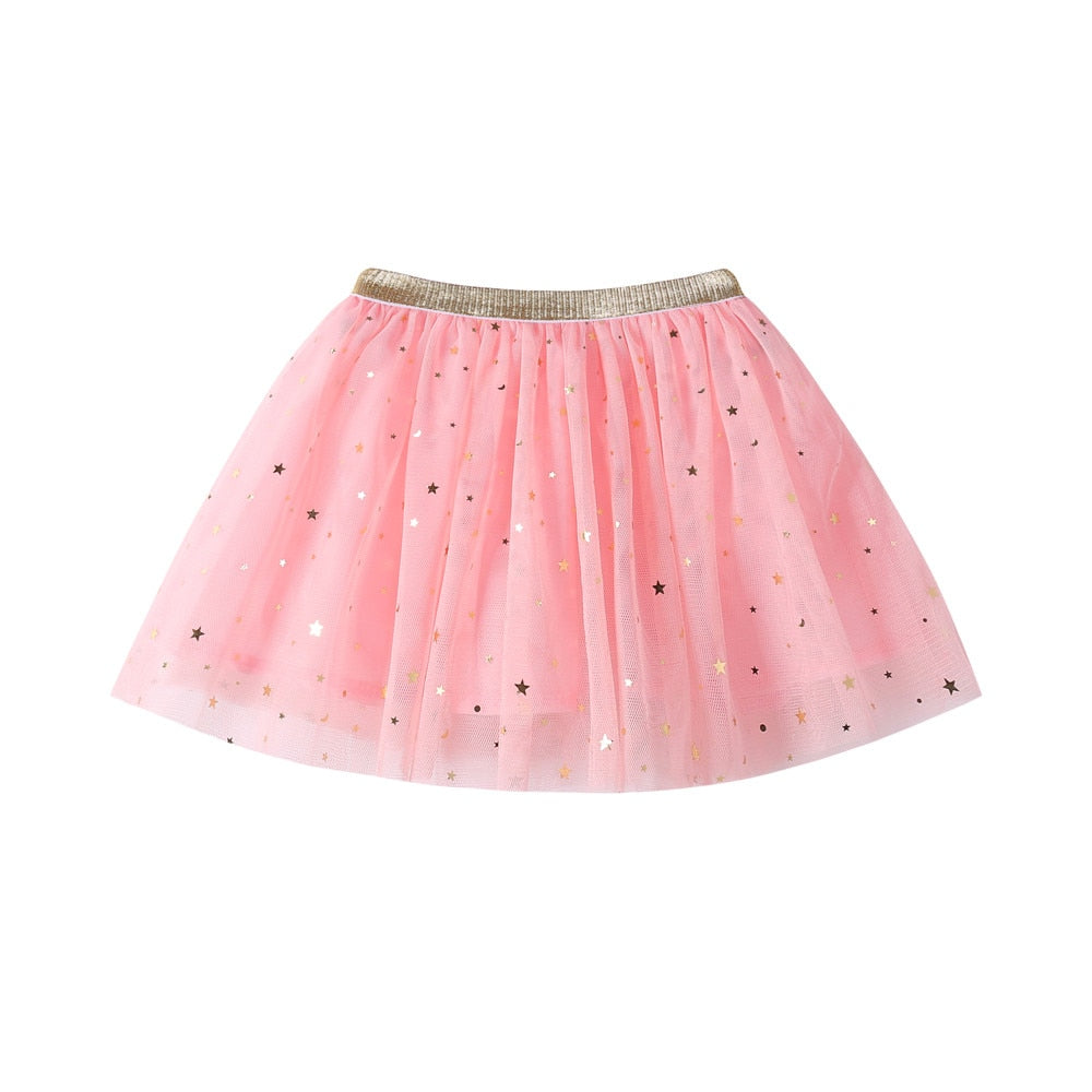 Fashion Kids Mesh Miniskirts Girls Princess Stars Glitter Dance Ballet Tutu Brand
