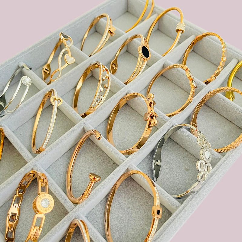 10 Pcs Mix Styles Stainless Steel Bangles – Fashion Jewelry for Women Wholesale