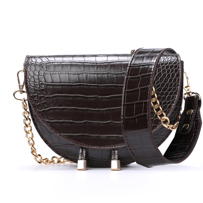 Fashion Snake pattern women shoulder bags clothing half circle