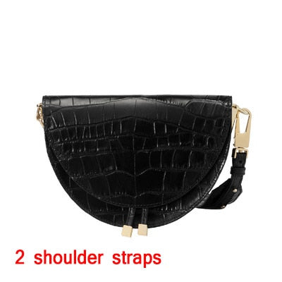 Fashion Snake pattern women shoulder bags clothing half circle
