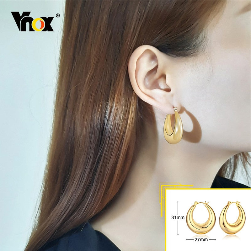 Earrings for Women, Gold Color Stainless Steel Chic Lady Girl Circle Earrings, Vintage Party Jewelry