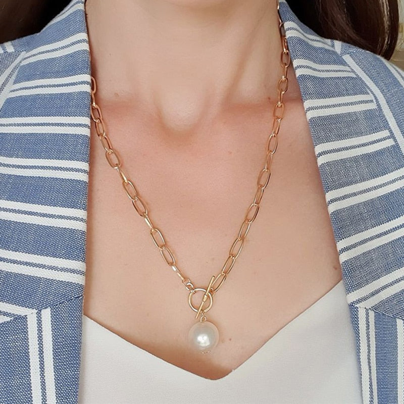 Simple Geometric Choker Necklace for Women & Girls – Bijoux Femme Pendant Chain