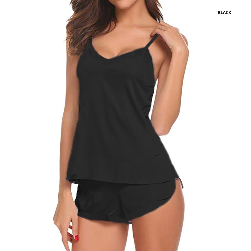Women's Satin Pajama Set Silky Lace Casual Two Piece Suit Home Clothes Sling Fashion Solid Color Underwear Female Sexy Nightwear