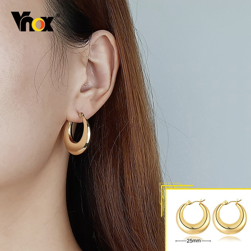 Earrings for Women, Gold Color Stainless Steel Chic Lady Girl Circle Earrings, Vintage Party Jewelry