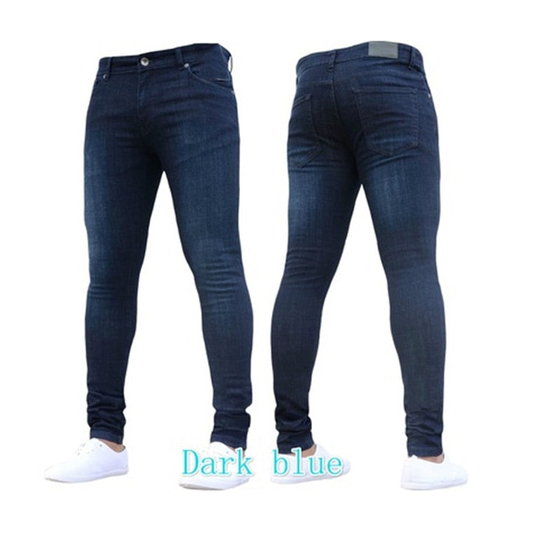 Jeans Men Casual Black Slim Pencil Pants Male Fashion Skinny Biker Pants