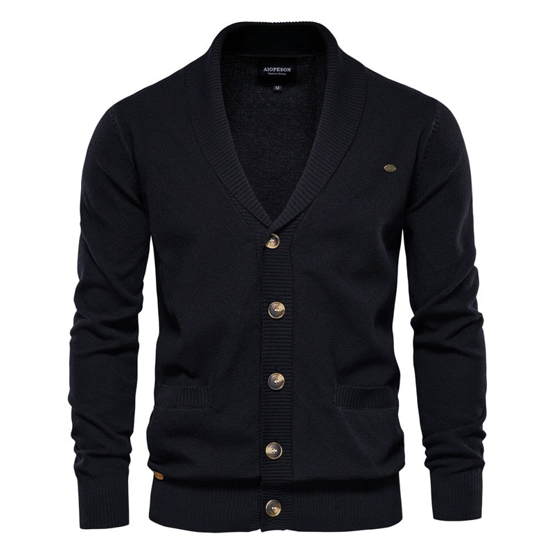 AIOPESON Men’s Spliced Cardigan Sweater – Casual Streetwear High-Quality Cotton