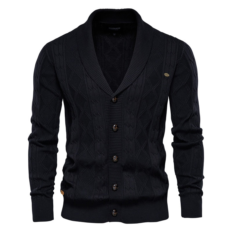AIOPESON Men’s Spliced Cardigan Sweater – Casual Streetwear High-Quality Cotton