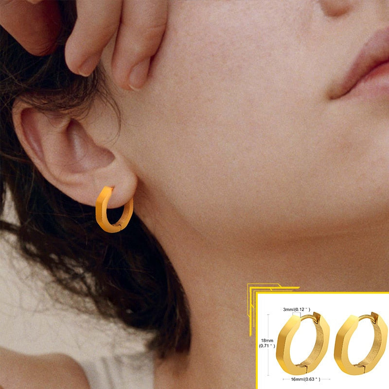 Earrings for Women, Gold Color Stainless Steel Chic Lady Girl Circle Earrings, Vintage Party Jewelry