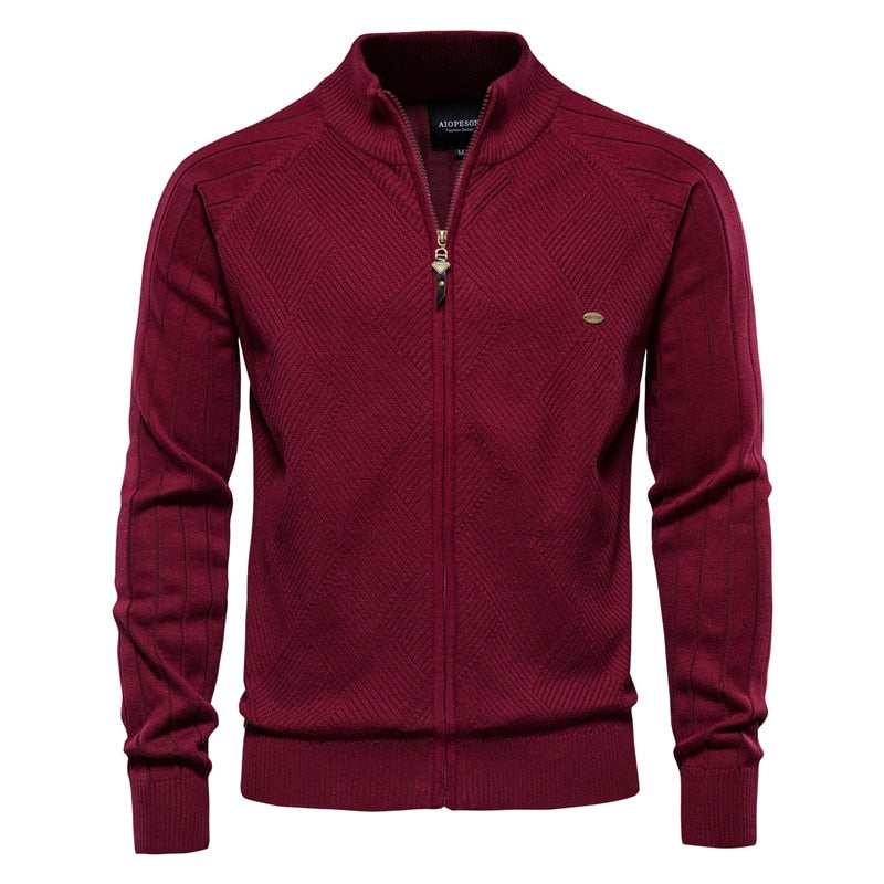 AIOPESON Men’s Spliced Cardigan Sweater – Casual Streetwear High-Quality Cotton
