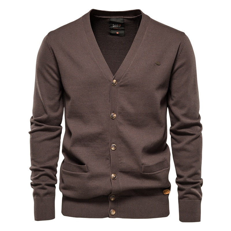 AIOPESON Men’s Spliced Cardigan Sweater – Casual Streetwear High-Quality Cotton