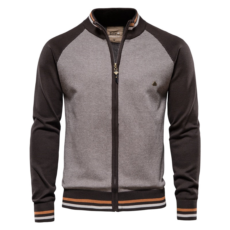 AIOPESON Men’s Spliced Cardigan Sweater – Casual Streetwear High-Quality Cotton