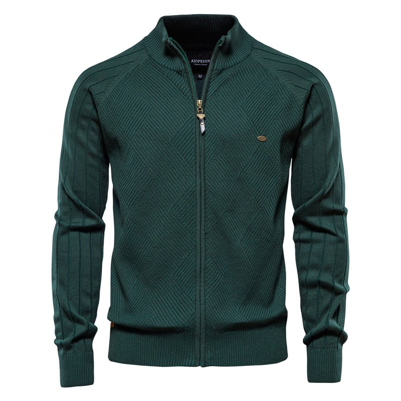 AIOPESON Men’s Spliced Cardigan Sweater – Casual Streetwear High-Quality Cotton