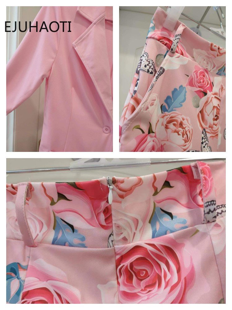2023 Spring Summer New Fashion Casual Print Suit Small Women's Dress Two Piece Sets Womens Ladies Blazers Blazer Shorts