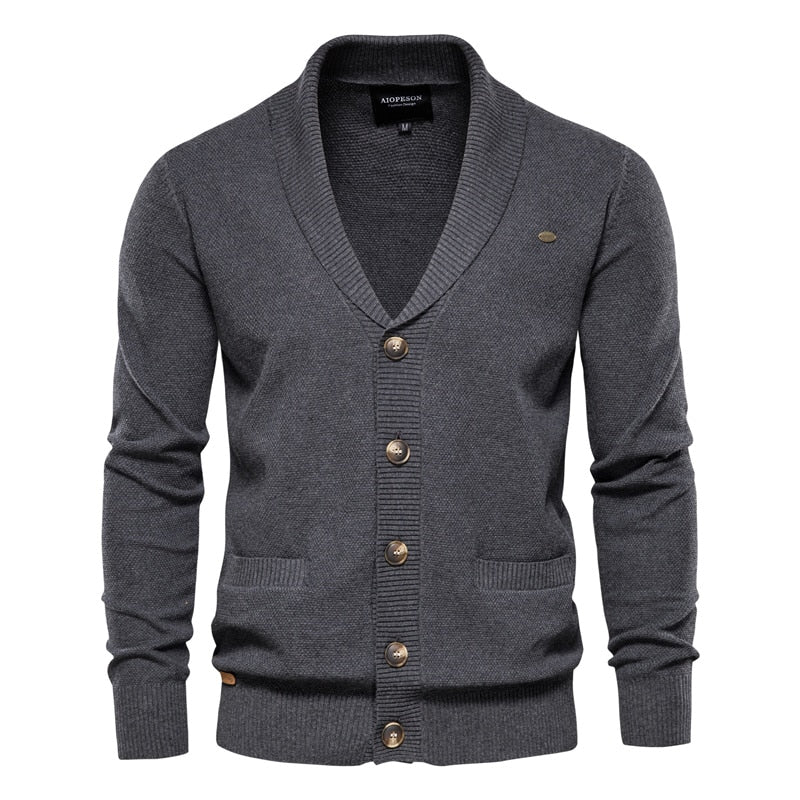 AIOPESON Men’s Spliced Cardigan Sweater – Casual Streetwear High-Quality Cotton